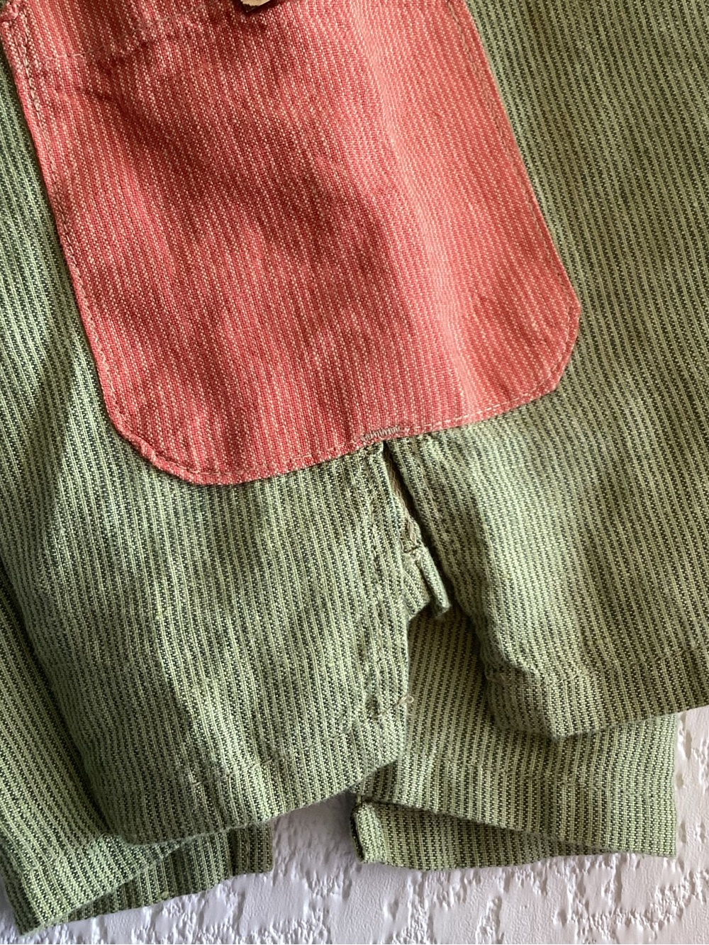 Somewhat Funky Liz & Jane Linen Pants Large Green Stripe Cropped Artsy USA - Picture 9 of 14